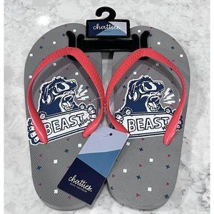 Boys Gray & Orange Beast Mode Chatties Flip Flops Size 13/1